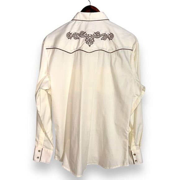 Patroncito USA Off-White Pearl Snap Cowboy Western Shirt Size M - Picture 12 of 13
